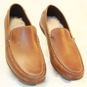 Rockport Size 8W Tan Smooth Leather Moc Toe Driving Casual Comfort Loafer Shoes